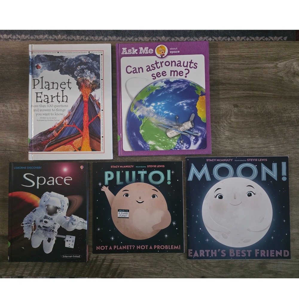 Kids Space Earth Science Book Lot 5 Usborne Stacy McAnulty Pluto Moon Planet